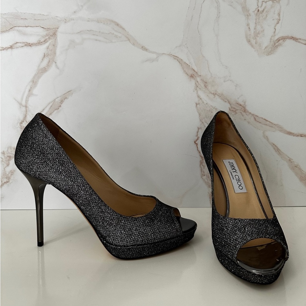 Jimmy Choo Luna Lame Glitter Anthracite